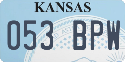 KS license plate 053BPW