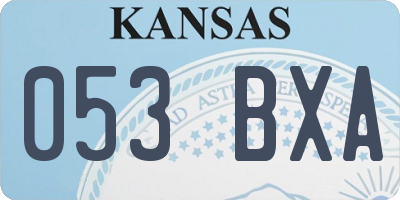 KS license plate 053BXA