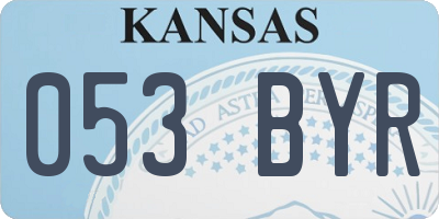KS license plate 053BYR