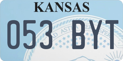 KS license plate 053BYT