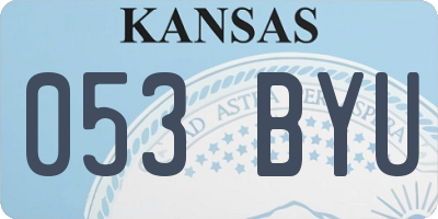 KS license plate 053BYU