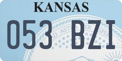 KS license plate 053BZI