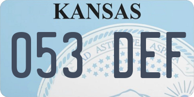 KS license plate 053DEF