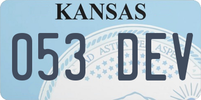 KS license plate 053DEV