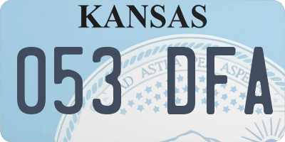 KS license plate 053DFA