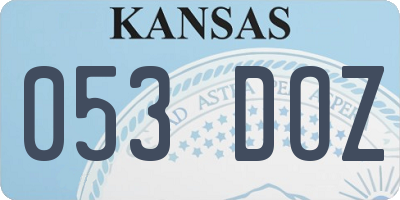 KS license plate 053DOZ