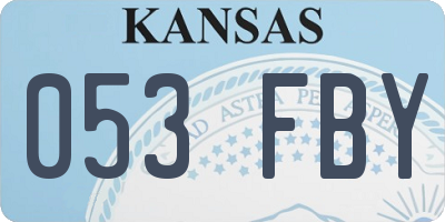 KS license plate 053FBY