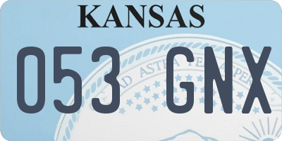KS license plate 053GNX