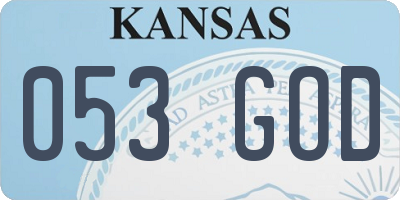 KS license plate 053GOD