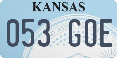 KS license plate 053GOE