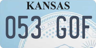KS license plate 053GOF