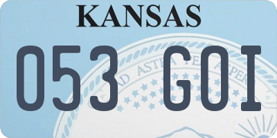 KS license plate 053GOI