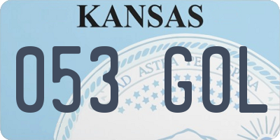 KS license plate 053GOL