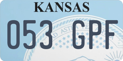KS license plate 053GPF