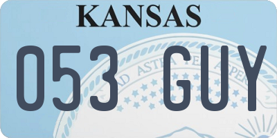 KS license plate 053GUY
