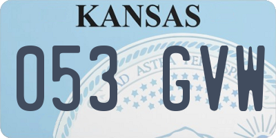 KS license plate 053GVW