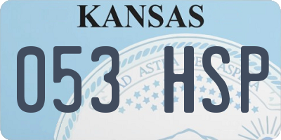 KS license plate 053HSP