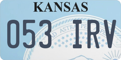 KS license plate 053IRV