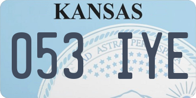 KS license plate 053IYE