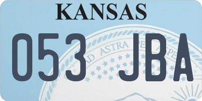 KS license plate 053JBA