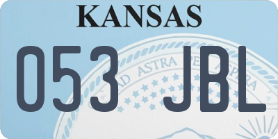 KS license plate 053JBL