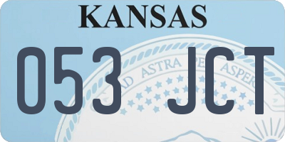 KS license plate 053JCT