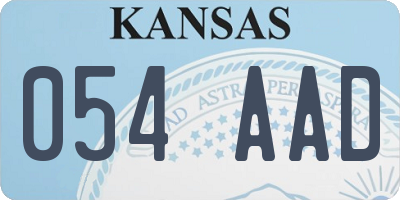 KS license plate 054AAD