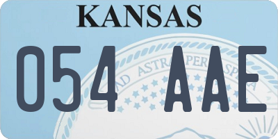 KS license plate 054AAE