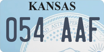 KS license plate 054AAF