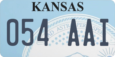 KS license plate 054AAI
