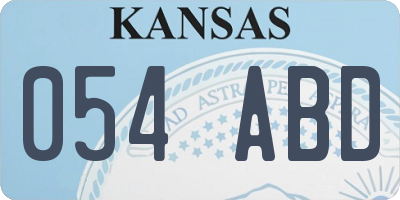 KS license plate 054ABD