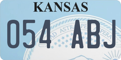 KS license plate 054ABJ