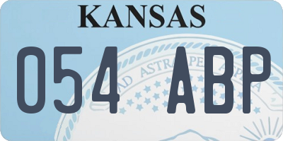 KS license plate 054ABP