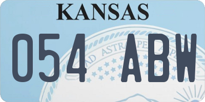 KS license plate 054ABW