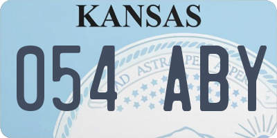 KS license plate 054ABY