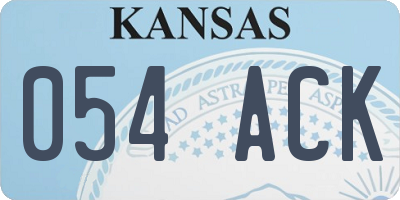 KS license plate 054ACK