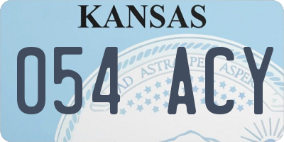 KS license plate 054ACY
