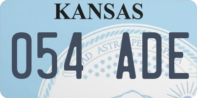 KS license plate 054ADE