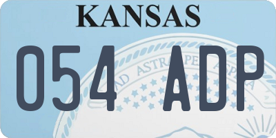 KS license plate 054ADP