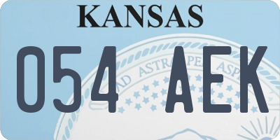 KS license plate 054AEK