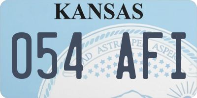 KS license plate 054AFI