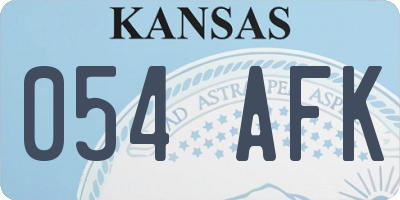 KS license plate 054AFK