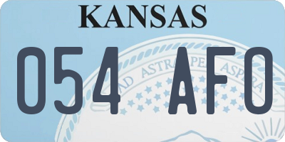 KS license plate 054AFO