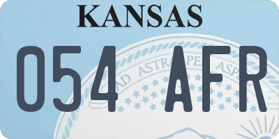 KS license plate 054AFR