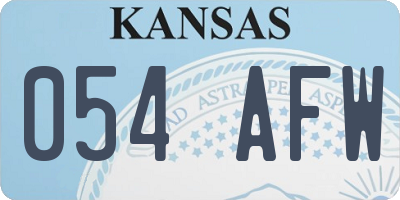 KS license plate 054AFW