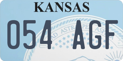 KS license plate 054AGF