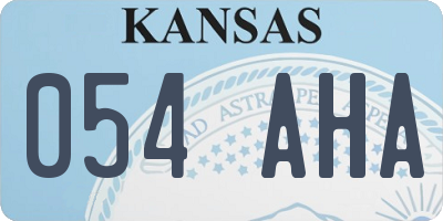 KS license plate 054AHA