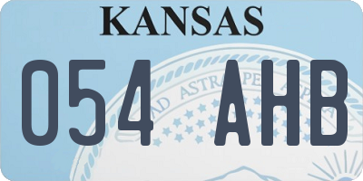 KS license plate 054AHB
