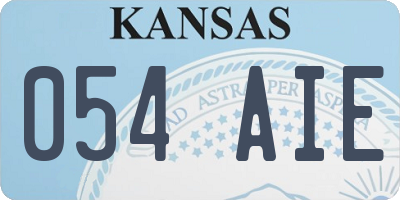 KS license plate 054AIE