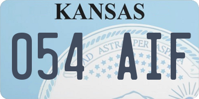 KS license plate 054AIF